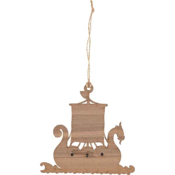 Viking Ship Wooden Christmas Ornament