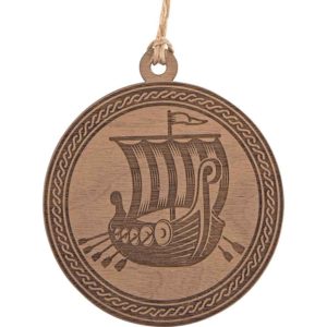 Sailing Viking Ship Wooden Christmas Ornament