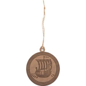 Sailing Viking Ship Wooden Christmas Ornament