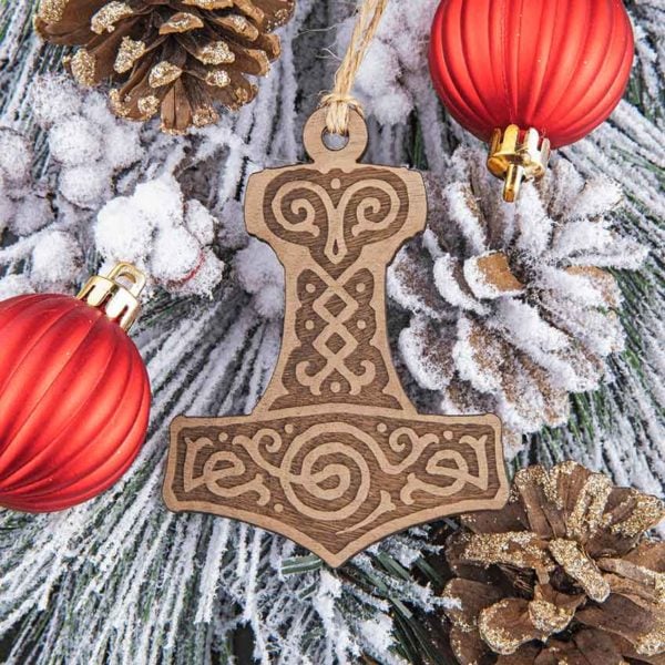 Mjolnir Wooden Christmas Ornament