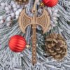 Viking Axe Wooden Christmas Ornament