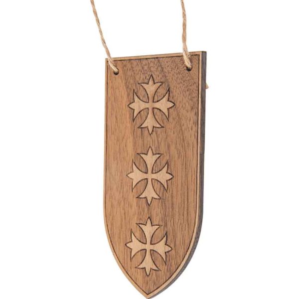 Medieval Cross Banner Wooden Christmas Ornament