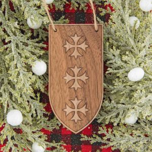 Medieval Cross Banner Wooden Christmas Ornament
