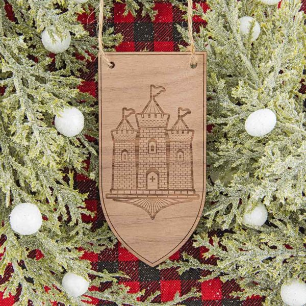 Castle Banner Wooden Christmas Ornament