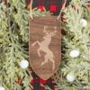 Heraldic Deer Banner Wooden Christmas Ornament