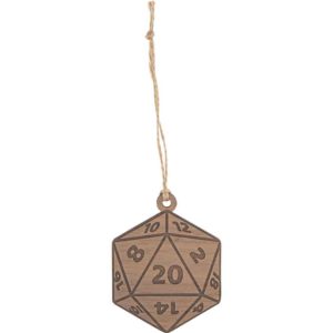 D20 Wooden Christmas Ornament