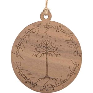 Ring and Tree of Gondor Wooden Christmas Ornament