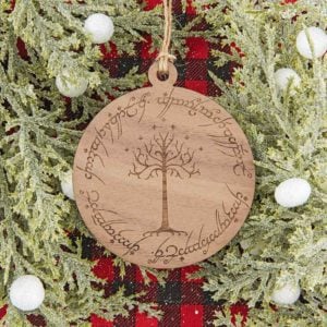 Ring and Tree of Gondor Wooden Christmas Ornament