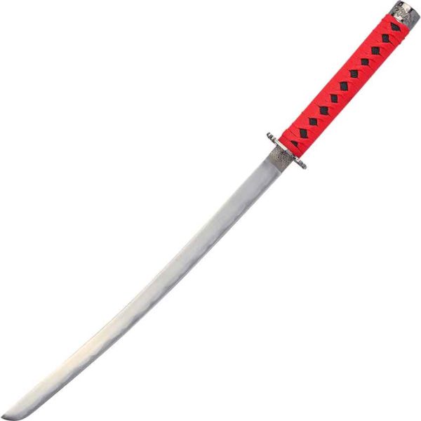 Carved Dragon Red Saya Sword Set