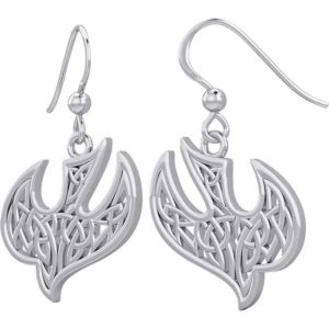 Silver Celtic Knotwork Bird Earrings