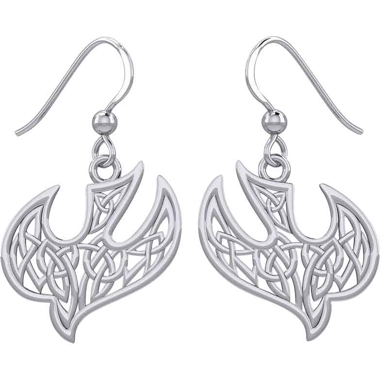 Silver Celtic Knotwork Bird Earrings