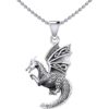 Silver Flying Dragon with Celtic Wing Pendant