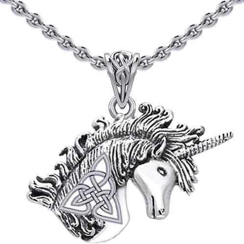 Silver Celtic Unicorn Pendant