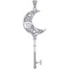 Silver Crescent Moon Key Pendant