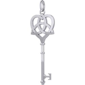 Silver Celtic Heart Key Pendant