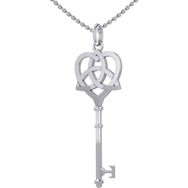 Silver Celtic Heart Key Pendant