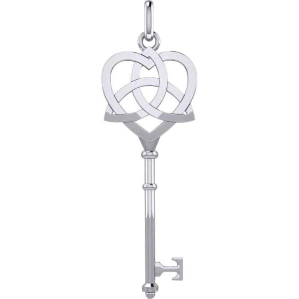 Silver Celtic Heart Key Pendant