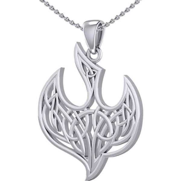 Silver Celtic Knotwork Bird Pendant