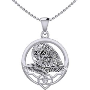 Silver Celtic Owl Pendant