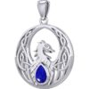 Silver Celtic Phoenix with Gemstone Pendant