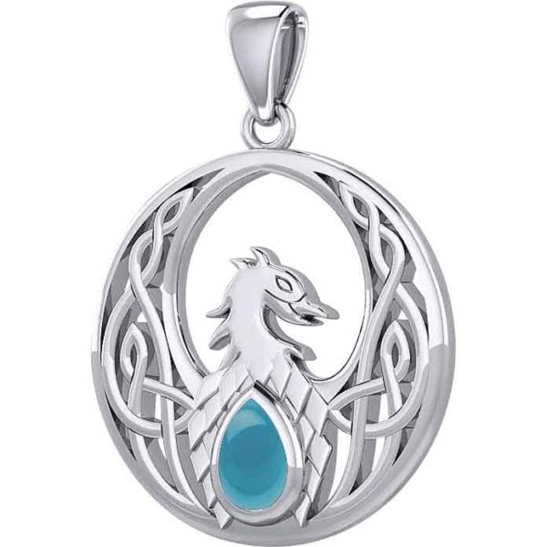 Silver Celtic Phoenix with Gemstone Pendant