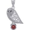 Silver Celtic Owl with Gemstone Pendant