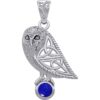 Silver Celtic Owl with Gemstone Pendant