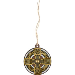 Celtic Cross Wooden Shield Christmas Ornament