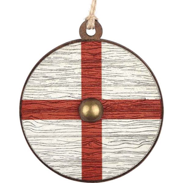 Crusader Cross Wooden Shield Christmas Ornament