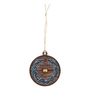 Viking Dragon Wooden Shield Christmas Ornament