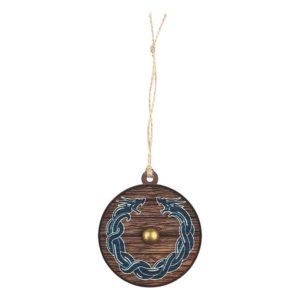 Viking Dragon Wooden Shield Christmas Ornament