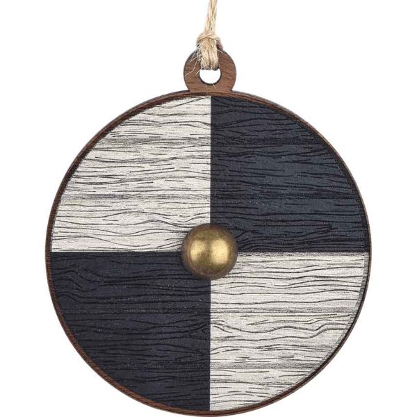 Black and White Viking Shield Christmas Ornament