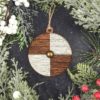 Brown and White Viking Shield Christmas Ornament