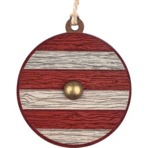 Red and White Striped Viking Shield Christmas Ornament