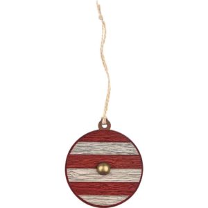 Red and White Striped Viking Shield Christmas Ornament