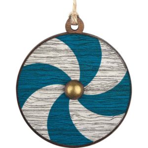 Blue and White Spiral Viking Shield Christmas Ornament