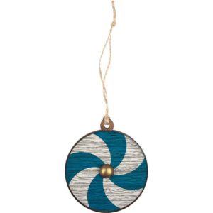 Blue and White Spiral Viking Shield Christmas Ornament