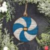 Blue and White Spiral Viking Shield Christmas Ornament