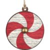 Red and White Spiral Viking Shield Christmas Ornament