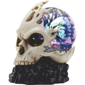 Skull with LED Globe Statue