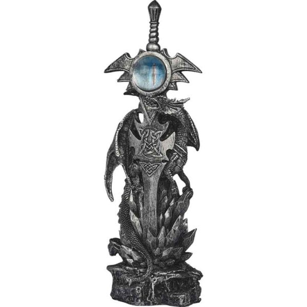 Silver Dragon Eye Sword Statue