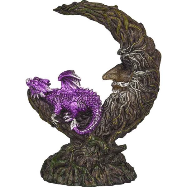 Purple Dragon on Crescent Moon Statue
