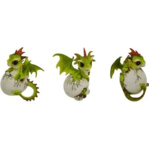 Hatching Green Dragon Statue Trio