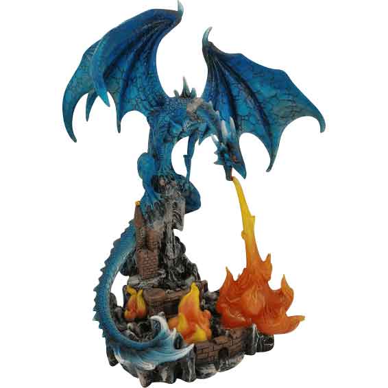 Fire Breathing Blue Dragon Statue