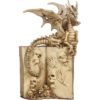 Skeletal Dragon on Skull Book Statue