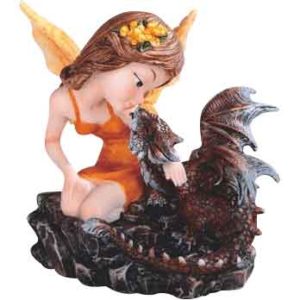 Orange Fairy with Dragon Friend Statue