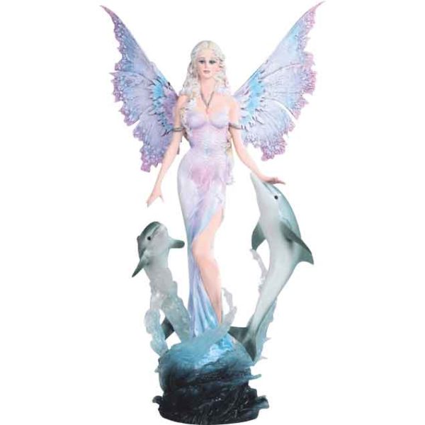 Large Fairy with Dolphins Statue