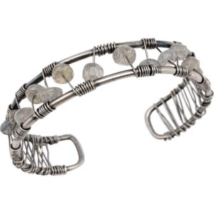 Wire-Wrapped Labradorite Medieval Cuff Bracelet