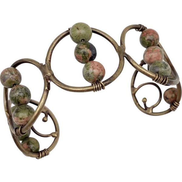 Unakite Circle Medieval Cuff Bracelet