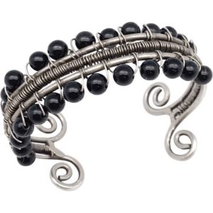 Black Onyx Banded Medieval Cuff Bracelet